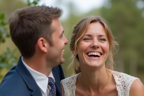 Candid shot of a wedding couple